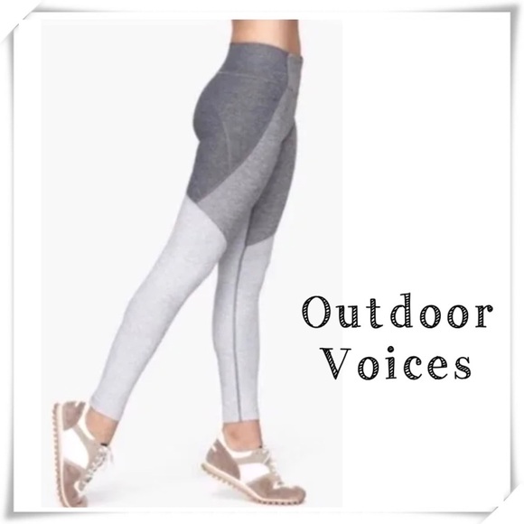 OUTDOOR Voices 7/8 Two-Tone Color Block Leggings in Gray - Picture 1 of 8